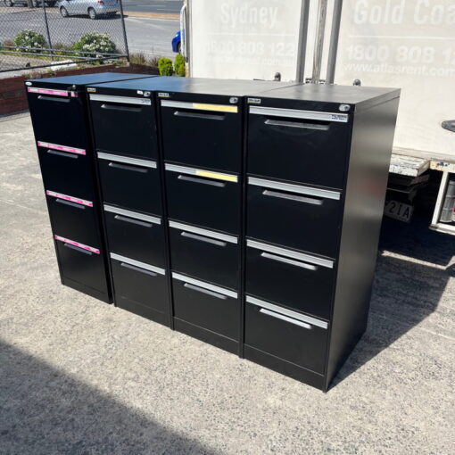 4 Drawer Filing Cabinet Black - SOLD