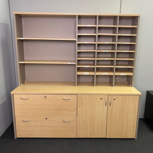 Credenza with Pigeon Hole Hutch - 1800W x 1800H x 600D - SOLD