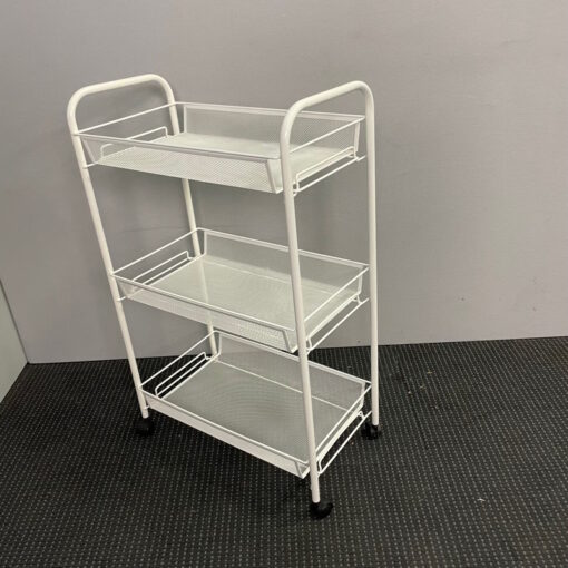 3 Tier Steel Mesh Cart with Wheels - SOLD
