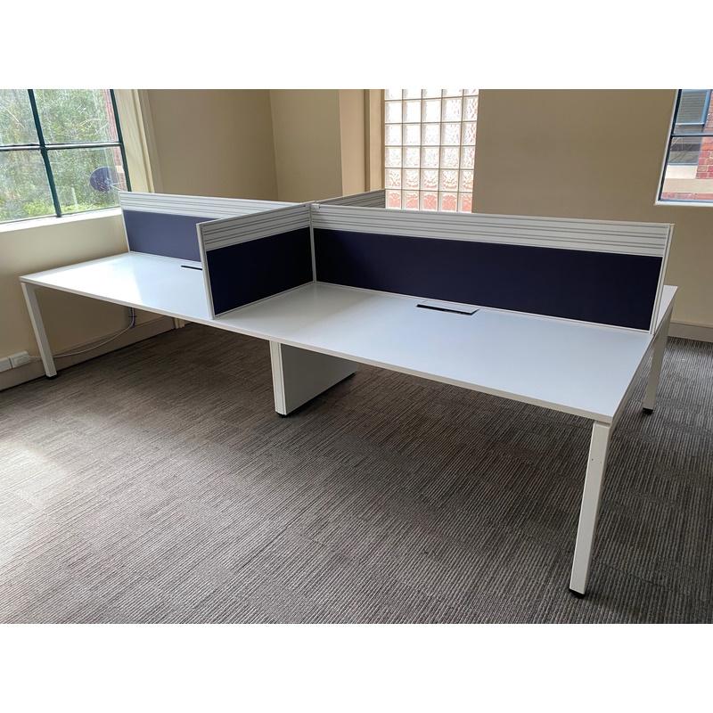 4 Person Desk with Partitions 3600 x 1600 - SOLD
