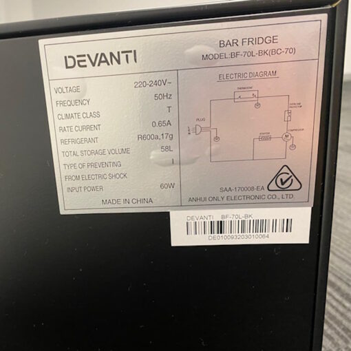 Devanti 70L Portable Mini Bar Fridge - SOLD - Image 4
