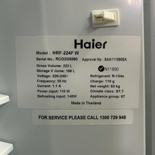 Haier HRF224FW 224L Top Mount Fridge - SOLD - Image 6