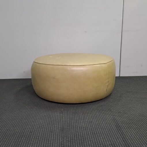 Jardan Round Leather Ottoman - SOLD - Image 2