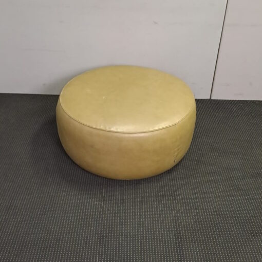 Jardan Round Leather Ottoman - SOLD
