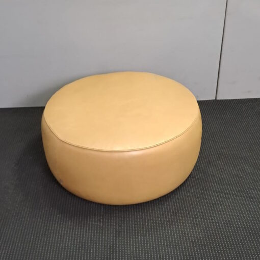Jardan Round Leather Ottoman - SOLD - Image 4