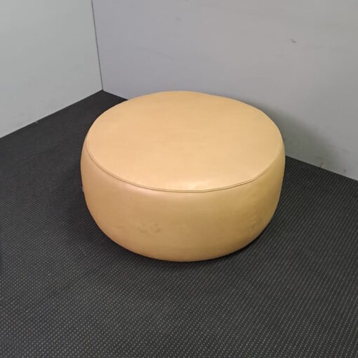 Jardan Round Leather Ottoman - SOLD - Image 3