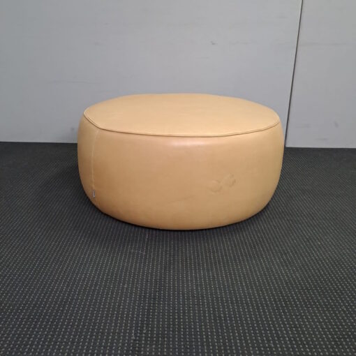 Jardan Round Leather Ottoman - SOLD