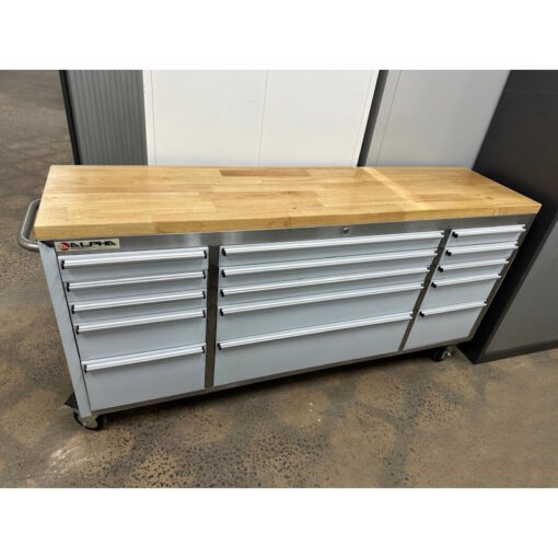 Steel Tool Chest with Drawers & Castors Wooden Top - 1830W x 460D x 920H - SOLD - Image 3