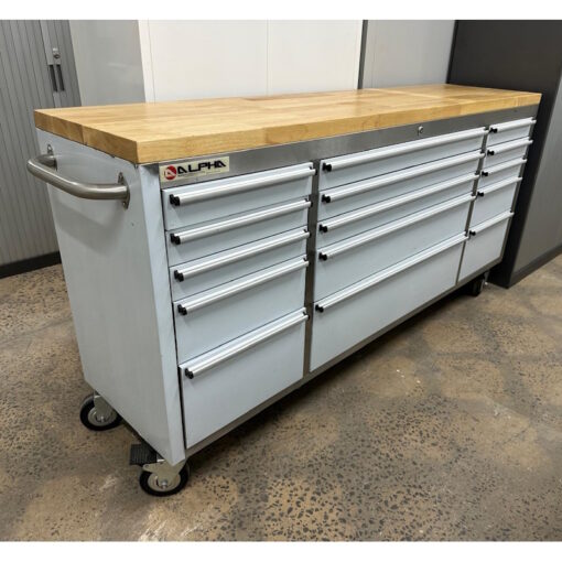 Steel Tool Chest with Drawers & Castors Wooden Top - 1830W x 460D x 920H - SOLD - Image 4