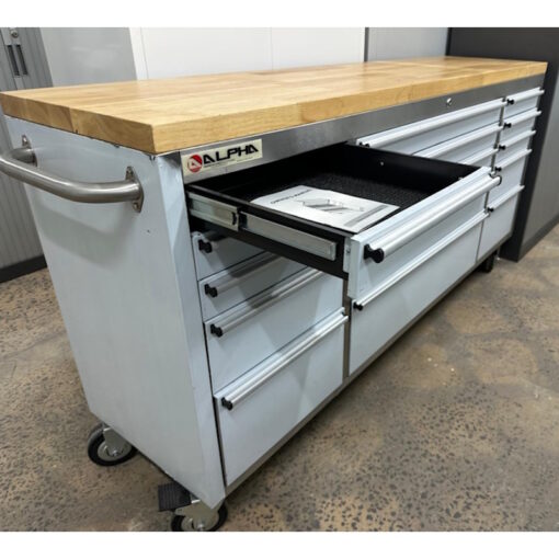 Steel Tool Chest with Drawers & Castors Wooden Top - 1830W x 460D x 920H - SOLD - Image 7