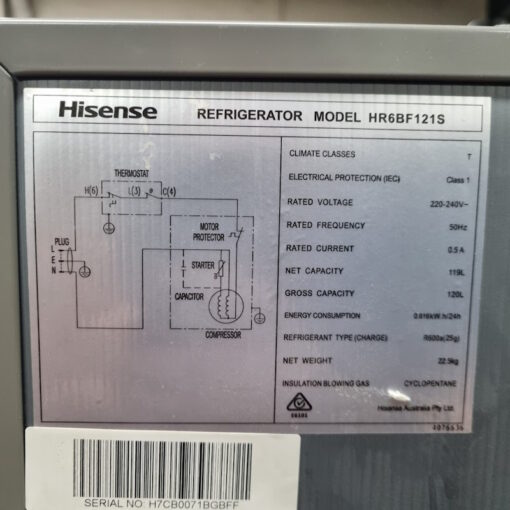 Hisense 120L Bar Fridge HR6BF121 - SOLD - Image 4