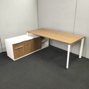 Executive L-Shaped Office Desk with Credenza Return - 2 sizes - 4 available