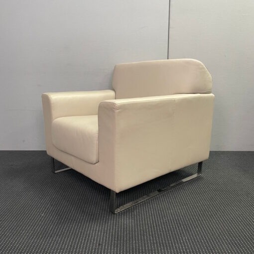 Tub / Armchair In Cream Leather - SOLD - Image 2