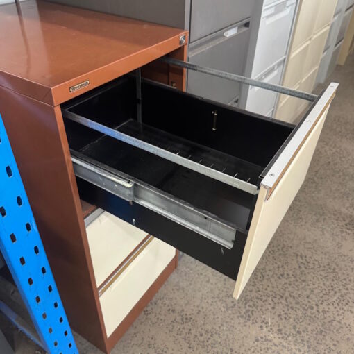 3 Drawer Filing Cabinet Brownbuilt - SOLD - Image 3