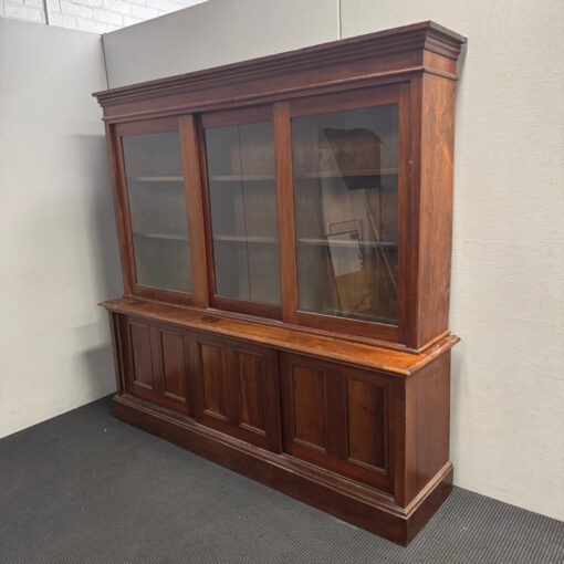 Large Antique Solid Wood Bookcase with Glass Doors - 1 available - Image 4