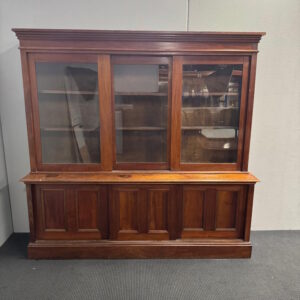 Large Antique Solid Wood Bookcase with Glass Doors - 1 available