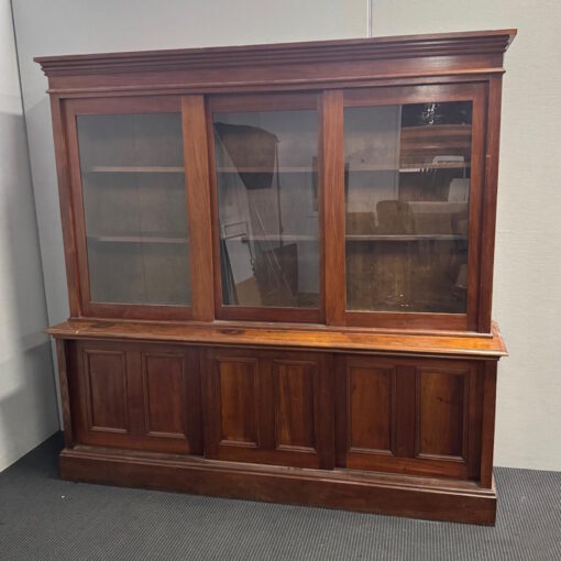 Large Antique Solid Wood Bookcase with Glass Doors - 1 available - Image 2