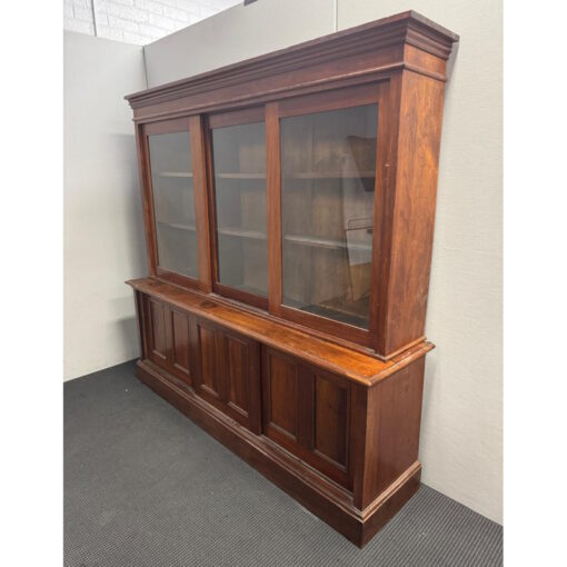 Large Antique Solid Wood Bookcase with Glass Doors - 1 available - Image 3